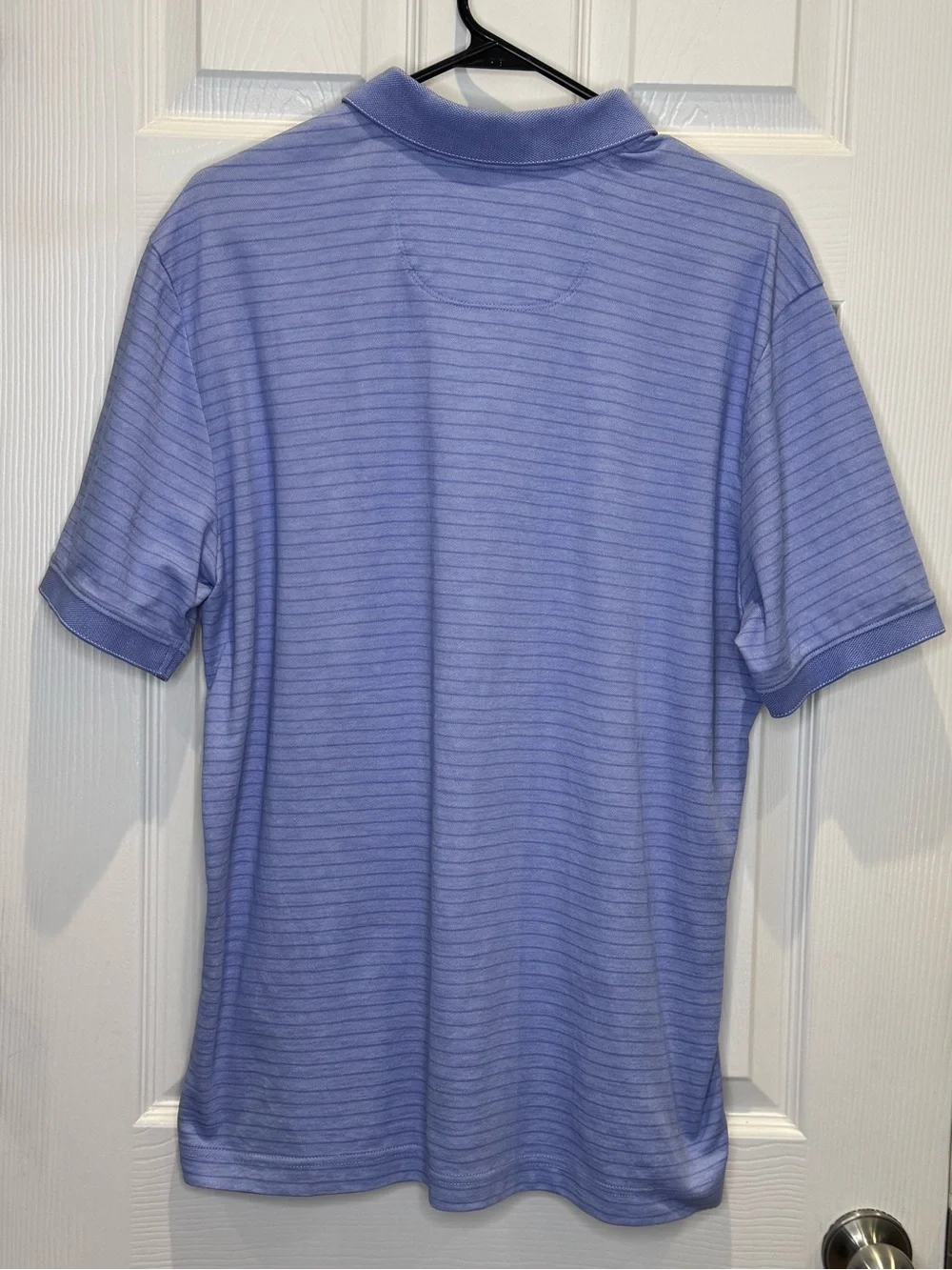 Tommy Bahama Men's Large Short Sleeve Polo Blue Striped Golf Resortwear Preppy - Picture 3 of 7